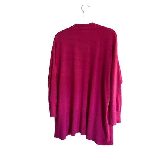 Woman Within Sweater Womens 14/16 Pink Open Front Cardigan Ribbed Pockets - Picture 2 of 10